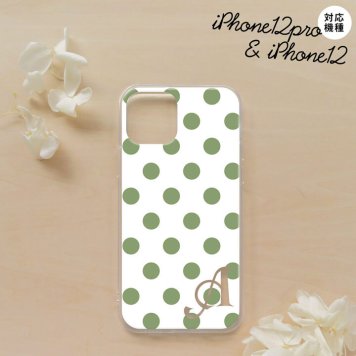 iPhone12/iPhone12pro iPhone12 / iPhone12pro スマホケース ソフトケース ドット 水玉 B 白 緑 +アルファベット メンズ レディース nk-i12-tp108i