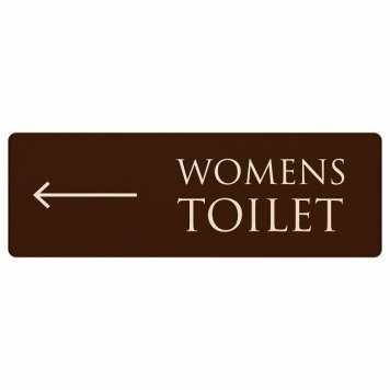 トイレ プレート 木製 WOMENS 文字タイプ ブラウン ナチュラル 左 矢印 長方形 27x9cm方向案内 進路ドア サインプレート ピクトサイン トイレマーク表示 案内 注意 施設 御手洗 TOILET おしゃれ シンプル 安全対策
