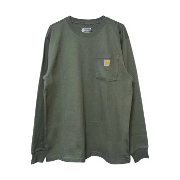 カーハート CARHARTT トップス Tシャツ 長袖 ロンT ポケット ポケT ワークウェア ルーズフィット オーバーサイズ シンプル ワンポイント K126 メンズ オリーブグリーン