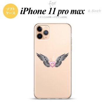 iPhone11ProMax iPhone11pro max スマホケース ソフトケース 黒翼 ハート ピンク メンズ レディース nk-i11pm-tp465