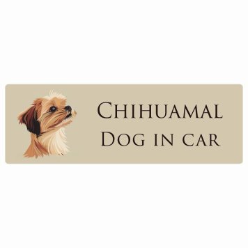 ドッグ カーステッカー イラスト付 Dog in Car チワマル Aタイプ セーフティサイン 犬種別 長方形 20x6.7cm シール リア あおり運転対策 Dog Sticker 屋外 屋内 防水 かわいい おしゃれ 安全対策 カーサイン