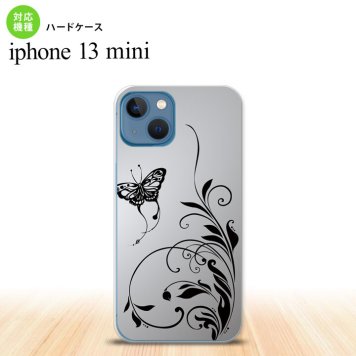 iPhone13mini iPhone13 mini ケース ハードケース 蝶と草 黒  nk-i13m-1636