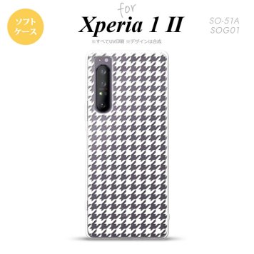 Xperia 1 II 5G スマホケース 背面カバー ストラップホール有り ソフトケース 千鳥 格子 小 白 クリア ストラップホール おしゃれ かわいい かっこいい メンズ レディース nk-xp12-tp914