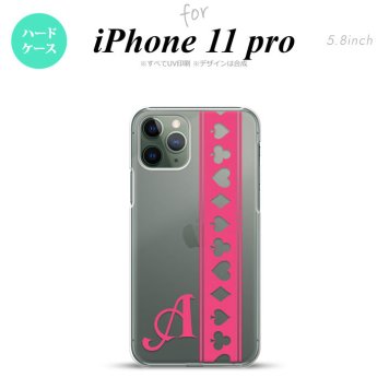 iPhone11Pro iPhone11 Pro スマホケース ハードケース トランプ 帯 ピンク クリア +アルファベット メンズ レディース nk-i11p-530i