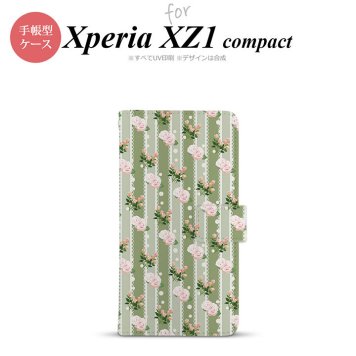 【手帳型 スマホ カバー ケース】【SO02K】【エクスペリア XZ1】手帳型 ケース SO-02K スマホ カバー Xperia XZ1 Compact エクスペリア レース・バラ 緑 nk-004s-so02k-dr258【メール便送料無料】