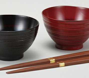 3.6夫婦千筋汁椀　根来・曙（箸付）（R) インテリア 漆器 盆 カタログギフト 景品 粗品
