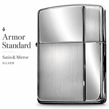 ZIPPO アーマー ジッポ ライター サテン＆ミラー スタンダード 彫刻 両面加工 シルバー かっこいい ギフト 重厚 動画あり シンプル おしゃれ 高級 メンズ プレゼント