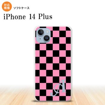 iPhone14 plsu iPhone14 plsu スマホケース 背面ケースソフトケース スクエア 黒 ピンク +アルファベット 2022年 10月発売 nk-i14pl-tp762i