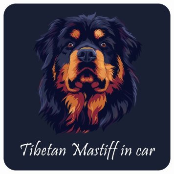ドッグ カーステッカー イラスト付 Dog in Car チベタンマスティフ Aタイプ セーフティサイン 犬種別 正方形 13x13cm シール リア あおり運転対策 Dog Sticker 屋外 屋内 防水 かわいい おしゃれ 安全対策 カーサイン