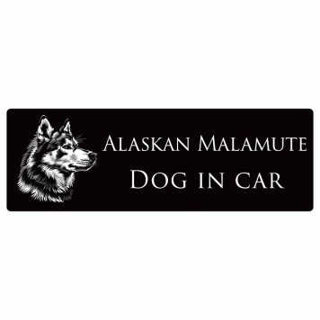 ドッグ カーステッカー イラスト付 Dog in Car アラスカンマラミュート Bタイプ セーフティサイン 犬種別 長方形 15x5cm シール リア あおり運転対策 Dog Sticker 屋外 屋内 防水 かわいい おしゃれ 安全対策 カーサイン