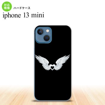 iPhone13mini iPhone13 mini ケース ハードケース 白翼 ハート 黒 グレー  nk-i13m-474