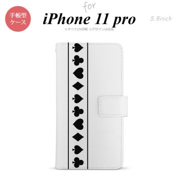 iPhone11Pro iPhone11 Pro 手帳型スマホケース カバー トランプ 帯 白 黒  nk-004s-i11p-dr527