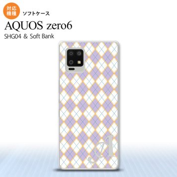 SHG04 SHG04 ZERO6 AQUOS zero6 スマホケース ソフトケース アーガイル 紫 青 +アルファベット メンズ レディース nk-zero6-tp1409i