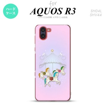 SH-04L SHV44 R3 AQUOS R3 スマホケース カバー メリーゴーラウンド ピンク nk-r3-311