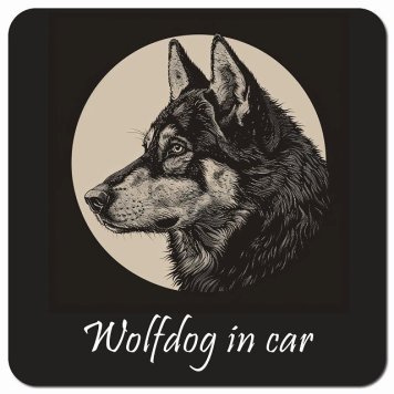 イラスト付 Dog in Car ウルフドッグ Aタイプ カーサイン 車 マグネットステッカー 犬 マグネット 強力 13x13cm 正方形 おしゃれ かわいい ドラレコステッカー 安全対策 危険運転 煽り運転 アニマル 動物 犬種別 屋外 防水 屋内