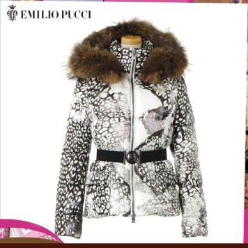 エミリオプッチ EMILIO PUCCI ダウンジャケット ファー付き ファー付きコート 38 40 ダウン ダークブラウン 【レディース ブランド】