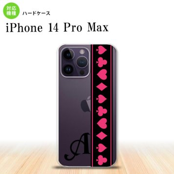 iPhone14 ProMax iPhone14 Pro Max スマホケース 背面ケース ハードケース トランプ 帯 黒 ピンク +アルファベット 2022年 9月発売 nk-i14pm-524i