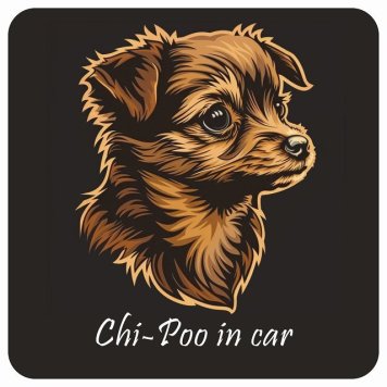 ドッグ カーステッカー イラスト付 Dog in Car チワプー Bタイプ セーフティサイン 犬種別 正方形 13x13cm シール リア あおり運転対策 Dog Sticker 屋外 屋内 防水 かわいい おしゃれ 安全対策 カーサイン