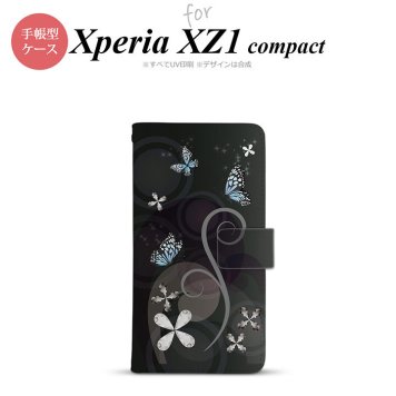 【手帳型 スマホ カバー ケース】【SO02K】【エクスペリア XZ1】手帳型 ケース SO-02K スマホ カバー Xperia XZ1 Compact エクスペリア バタフライ・蝶（D） 黒 nk-004s-so02k-dr227【メール便送料無料】