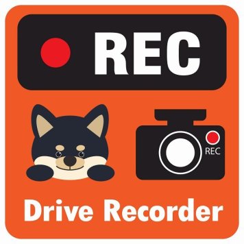 ドラレコ ステッカー シール REC Drive Recorder 黒柴 オレンジ 13x13cm 正方形 おしゃれ かわいい ドラレコシール 安全対策 危険運転 煽り運転 前後 アニマル 動物 イラスト付 ドライブレコーダー 録画 カーサイン