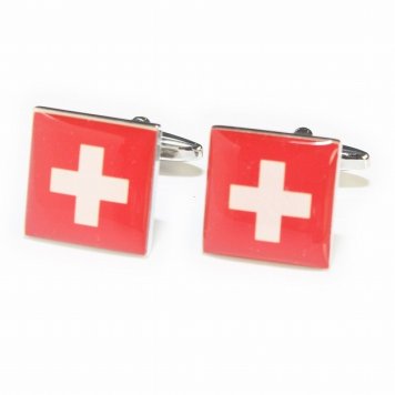 鎌倉カフス工房 スイス国旗 カフスボタン・カフリンクス メンズ  ew132 結婚式 旦那 プレゼント ギフト 彼氏 父の日 誕生日プレゼント