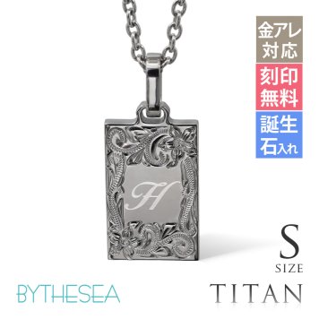 ハワイアンジュエリー ネックレス 金属アレルギー 対応 純チタン ネックレス 刻印 無料 誕生石 イニシャル Sサイズ チェーン 長さ選べる ステンレスより軽く肌に優しい メンズ レディース プレゼント ハロウィン 【品番：CG-TIP409S】