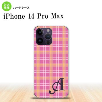 iPhone14 ProMax iPhone14 Pro Max スマホケース 背面ケース ハードケース チェック B ピンク +アルファベット 2022年 9月発売 nk-i14pm-434i