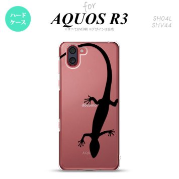 SH-04L SHV44 R3 AQUOS R3 スマホケース カバー トカゲ クリア 黒 nk-r3-508