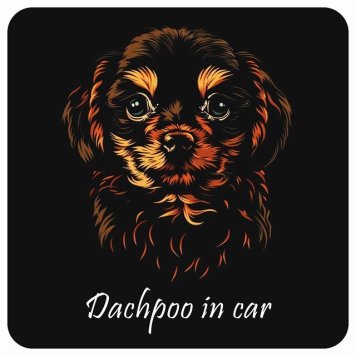 ドッグ カーステッカー イラスト付 Dog in Car ダップー Bタイプ セーフティサイン 犬種別 正方形 13x13cm シール リア あおり運転対策 Dog Sticker 屋外 屋内 防水 かわいい おしゃれ 安全対策 カーサイン