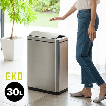 EKO ファントムセンサービン EK9287MT-30L 282081[ゴミ箱 自動開閉 センサー付き 自動ゴミ箱 30リットル おしゃれ シンプル センサーゴミ箱 両開き ふた付き 観音開き 大きめ 大容量 大型 電池式 インテリア ステンレス 新生活]          3-4W