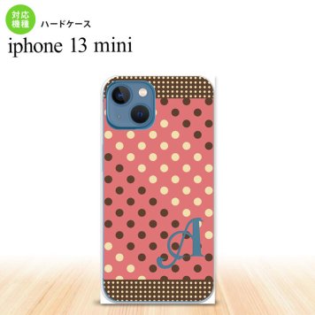iPhone13mini iPhone13 mini ケース ハードケース ドット 水玉 C 赤 茶 +アルファベット  nk-i13m-1645i