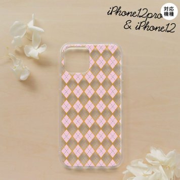 iPhone12/iPhone12pro iPhone12 / iPhone12pro スマホケース ソフトケース アーガイル クリア ピンク メンズ レディース nk-i12-tp1412