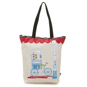 レスポートサック LeSportsac トートバッグ DAILY TOTE 2432 E263 デイリートート CITY TREATS PARIS シティトリート パリ ベージュ系 自転車 ショルダーバッグ 新品