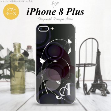 【iPhone8Plus】【スマホケース/スマホカバー】【アイフォン8プラス】iPhone8Plus スマホケース ケース アイフォン8プラス イニシャル バタフライ・蝶（A） 黒 nk-ip8p-tp204ini【メール便送料無料】