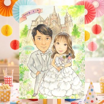 結婚記念日のお祝いに、選んでよかったと思える似顔絵のギフト。 似顔絵 プレゼント 結婚祝い 手描き 名入れ 贈り物 ギフト 結婚記念日 お祝い 記念 挙式 ウェルカムボード 同僚 友達 家族 友人 カップル 名入れ 下書き確認 修正無料 実績多数 サプライズ 喜ばれる 親孝行 宝物 ウェディング 結婚式 一生もの ウェディングギフト カラフル 傘寿祝い 初任給 イラスト 引っ越し ハロウィン