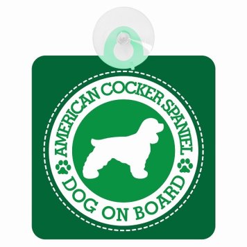 セーフティサイン DOG ON BOARD American Cocker Spaniel アメリカンコッカースパニエル グリーン 安全運転 車内用 吸盤タイプ 煽り運転対策 収れん火災防止タイプ 安全対策 カーサイン 吸盤 肉球マーク