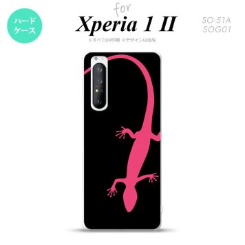 Xperia 1 II 5G スマホケース 背面カバー ストラップホール有り ハードケース トカゲ 黒 ピンク ストラップホール おしゃれ かわいい かっこいい メンズ レディース nk-xp12-507