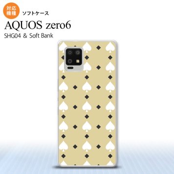 SHG04 SHG04 ZERO6 AQUOS zero6 スマホケース ソフトケース トランプ スペード ベージュ 白 メンズ レディース nk-zero6-tp541