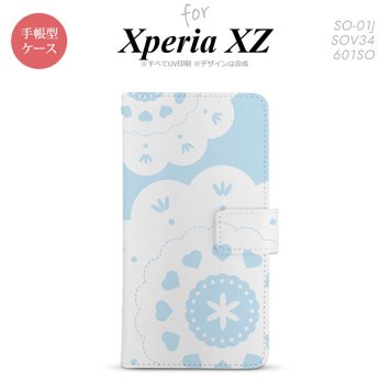 【手帳型 スマホ カバー ケース】【SO01J】【エクスペリア XZ 】手帳型 ケース SO-01J スマホ カバー XPERIA XZ エクスペリア レース・クリア 青 nk-004s-so01j-dr1485【メール便送料無料】
