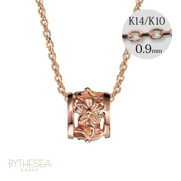 ゴールド ネックレス ハワイアンジュエリー ネックレス ピンクゴールド バレル 樽 ハイビスカス透かし 14k カットあずきチェーン太0.9mm ギフトラッピング可能 彼女 妻 女性 レディース プレゼント ハロウィン 【品番：CG-GP106R-CH123】