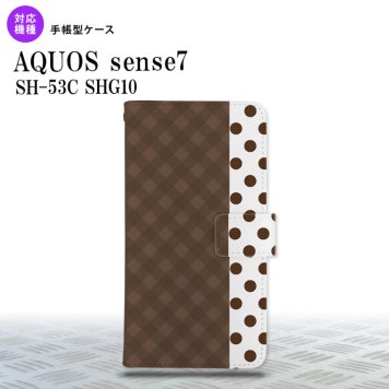 sense7 sense7 手帳型スマホケース カバー チェック ドット 茶 2022年 11月発売 nk-004s-sens7-dr1525