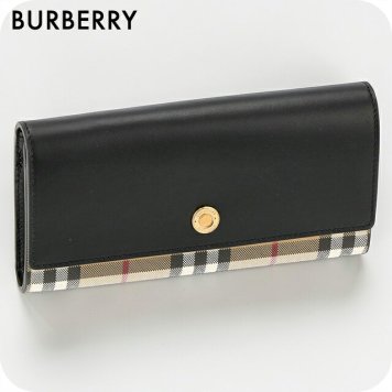バーバリー 長財布 レディース ブランド BURBERRY ROMANIA 8057972 ブラック/ベージュ