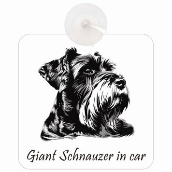 Giant Schnauzer ジャイアントシュナウザー Aタイプ 車 窓ガラス 吸盤タイプ 犬 かっこいい おしゃれ イラスト付 DOG IN CAR ドッグインカー ドッグオンボード 安全対策 セーフティサイン デコ 外出 ドライブ カーサイン 吸盤