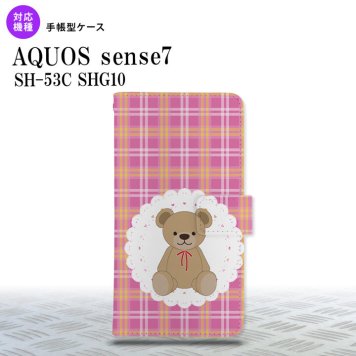 sense7 sense7 手帳型スマホケース カバー くま チェック レース ピンク 2022年 11月発売 nk-004s-sens7-dr756