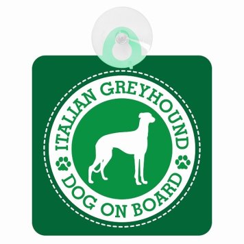 セーフティサイン DOG ON BOARD Italian Greyhound イタリアングレーハウンド グリーン 安全運転 車内用 吸盤タイプ 煽り運転対策 収れん火災防止タイプ 安全対策 カーサイン 吸盤 肉球マーク