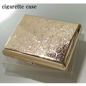 シガレットケース レディース ロング ゴールド アラベスク 20本 タバコケース ロング 可愛い たばこケース 金 潰れない ギフト