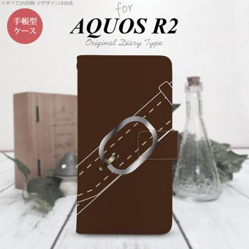 SH-03K/SHV42/706SH AQUOS R2 手帳型スマホケース カバー ベルト 茶  nk-004s-r2-dr327