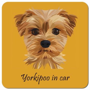 イラスト付 Dog in Car ヨープー Bタイプ カーサイン 車 マグネットステッカー 犬 マグネット 強力 13x13cm 正方形 おしゃれ かわいい ドラレコステッカー 安全対策 危険運転 煽り運転 アニマル 動物 犬種別 屋外 防水 屋内