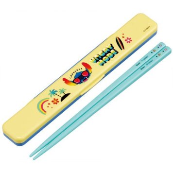 スティッチ/カラフル 抗菌音のならない箸・箸箱セット 箸18cm スケーター ※送料無料(ポスト投函)