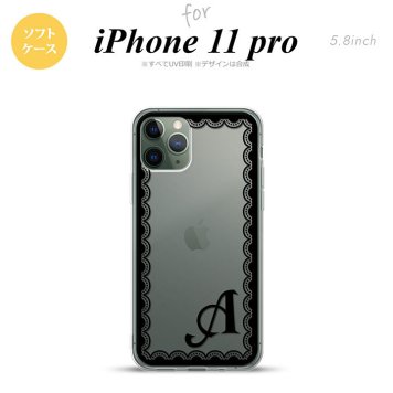 iPhone11Pro iPhone11 Pro スマホケース ソフトケース レース 黒 +アルファベット メンズ レディース nk-i11p-tp362i